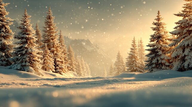 Frosted Spruce and Larch Branches in Snow-Covered Morning Forest &ndash; Textured Winter Composition for Eco-Friendly Holiday Card Visuals