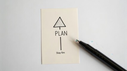 Detailed Plan Concept with Arrow and Pen on Minimalist Background