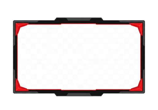 Gaming stream overlay template with red and black futuristic design elements