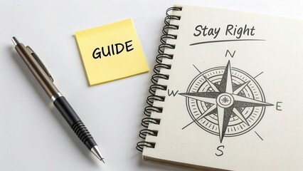 Inspirational Guide with Compass Illustration and Sticky Note Reminder