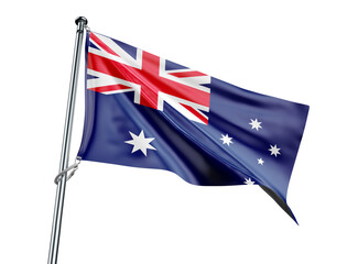 Fototapeta premium Australian National Flag on Waving Pole