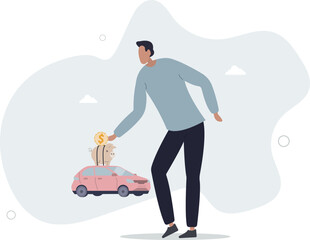Saving money to buy new car, expense or budget for car maintenance service, debt or car loan concept.life and employment of people.