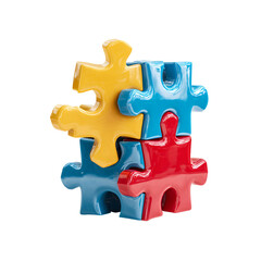 Fototapeta premium Three glossy puzzle pieces interlocked forming a cube