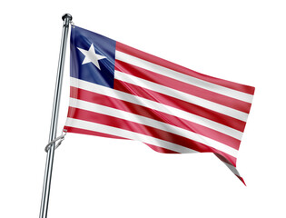 Liberia flag with red white stripes and blue square