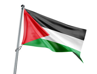 Palestinian flag with red triangle and black, white, and green stripes