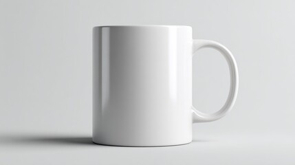Fototapeta premium Simple white ceramic mug stands alone, bathed in neutral, soft light