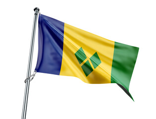 Saint Vincent and the Grenadines flag with blue, yellow, green and diamonds