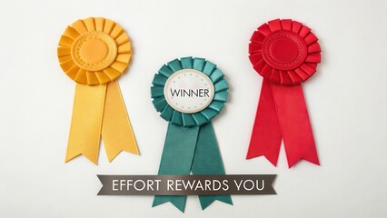 Colorful Award Ribbons with Winner Text and Motivational Message