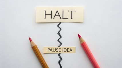 Creative Concept for Halting and Pausing Ideas with Pencils