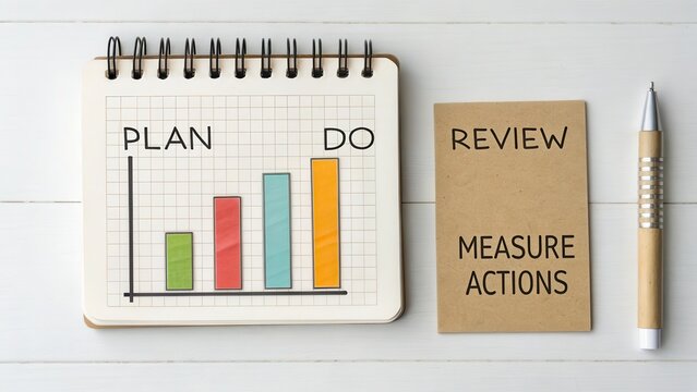 Project Management Chart with Plan, Do, Review, and Measure Steps