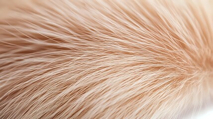 Fototapeta premium Soft beige and cream colored fur texture in macro close up showing individual strands and fibers radiating from central point. Natural organic pattern background.