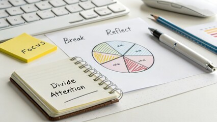 Focus on Productivity Techniques with Notepad and Colorful Charts