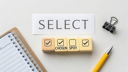 Selection Process Concept with Wooden Blocks and Writing Materials