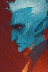 High-fantasy close-up of dark elf, dramatic moody tones and partial view emphasize elegance and danger.