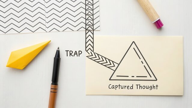 Creative Illustration of Conceptual Thought Capture and Trap Design