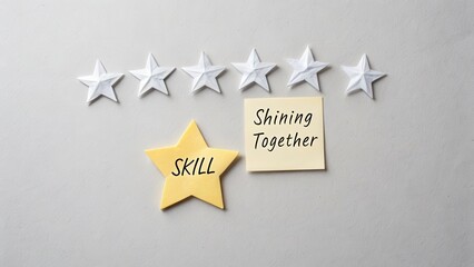 Skill Development Concept with Stars and Sticky Note Message
