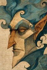 Artistic close-up of a fantasy elf with strong shadows, one side hidden, suggesting secrets and magical origin.