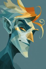 Artistic close-up of a fantasy elf with strong shadows, one side hidden, suggesting secrets and magical origin.