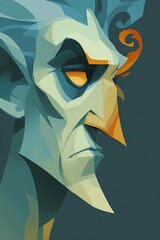 Artistic close-up of a fantasy elf with strong shadows, one side hidden, suggesting secrets and magical origin.