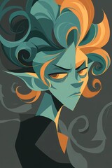 Artistic close-up of a fantasy elf with strong shadows, one side hidden, suggesting secrets and magical origin.