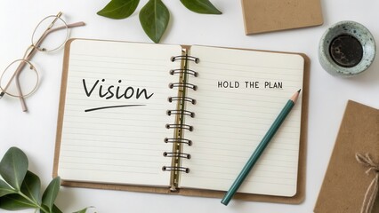 Fototapeta premium Creative Planner Setup with Vision Statement and Stationery Elements