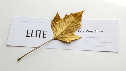 Golden Leaf on Elegant Paper with Elite Text and Inspirational Phrase