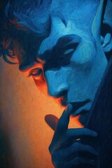 Artistic close-up of a fantasy elf with strong shadows, one side hidden, suggesting secrets and magical origin.