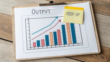 Growth Chart with Sticky Note Motivational Message for Business Use