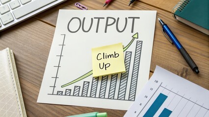 Growth Chart with Sticky Note on Workspace for Productivity Analysis