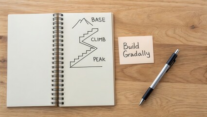 Growth Mindset Strategy with Notebook and Pen for Personal Development