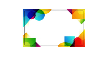 Colorful Geometric Frame with Overlapping Shapes and Black Border.