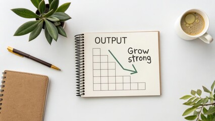 Growth Strategy Concept with Charts and Business Essentials on Desk