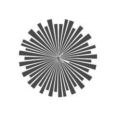 Obraz premium Abstract sunburst radial bars silhouette isolated on white background