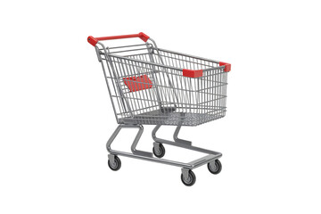 Shopping cart ready to fill with groceries and consumer goods for retail marketing campaigns