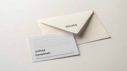 White Envelope with Solved Text and Unfold Completely Card