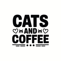 Cats and coffee graphic hearts stars