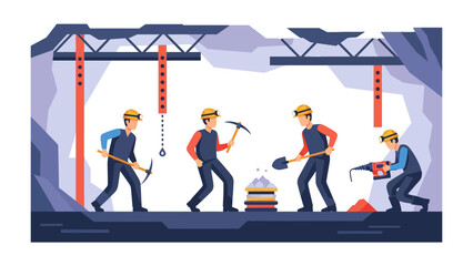 Underground Labor: A depiction of laborers diligently working in a mine, showcasing the grit and perseverance of industry.