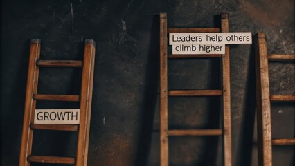 Wooden Ladders Symbolizing Growth and Leadership Inspiration