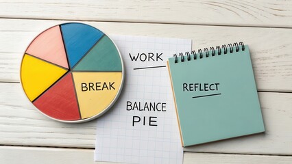 Work-Life Balance Concepts with Colorful Pie Chart and Notepad