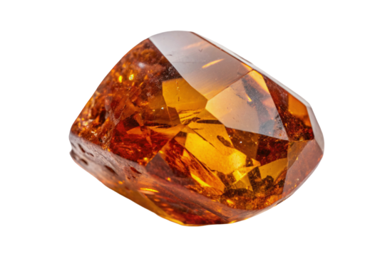 Radiant orange sapphire gemstone shining with brilliance and sparkling facets in detailed closeup shot