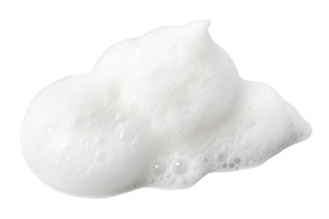Close up view of fluffy white foam bubble texture for skincare or cleaning background image