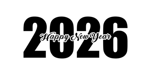 Happy new year 2026 text design for banner card template vector illustration.