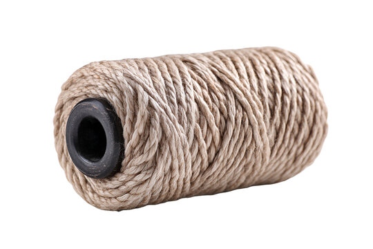Beige Twine on Black Background Rolled Cord Natural Fiber Crafts Texture