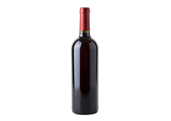 Elegant red wine bottle with glossy finish and sleek design against black background for decor