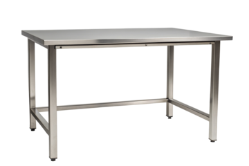 Sleek stainless steel kitchen table for modern restaurant or commercial food prep station