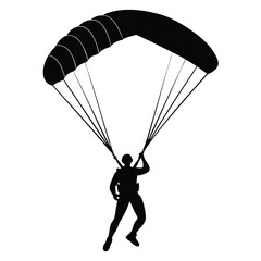 Kitesurfer flying parachute kite above on white background