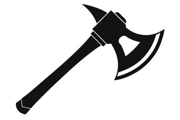 Black silhouette of a vintage firefighter's axe with a pick and handle
