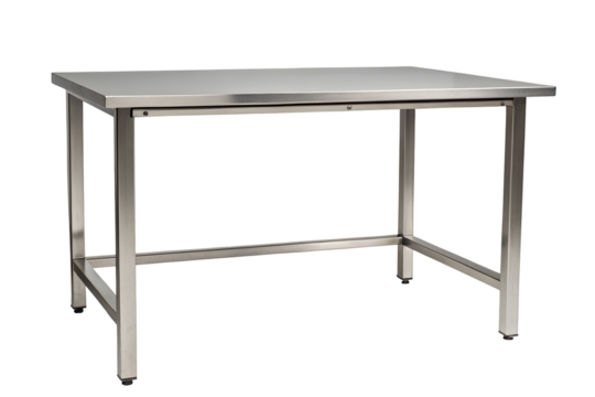 Sleek stainless steel kitchen table for modern restaurant or commercial food prep station