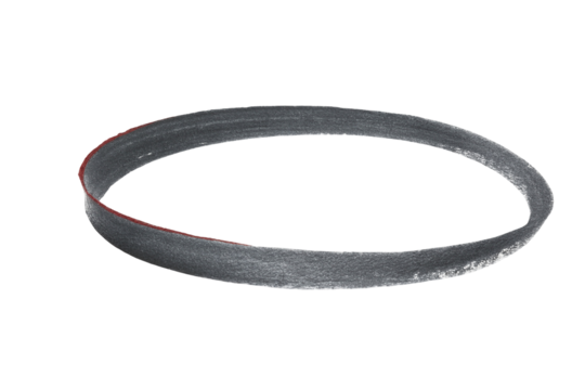 Metal bandsaw blade in circular form isolated on black simple industrial tool image focus sharp edge