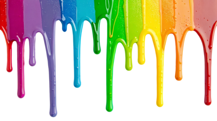 Colorful dripping paint art with rainbow hues and vibrant design on black background texture